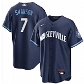 Men's Chicago Cubs #7 Dansby Swanson Navy City Connect Cool Base Stitched Baseball Jersey Dzhi,baseball caps,new era cap wholesale,wholesale hats
